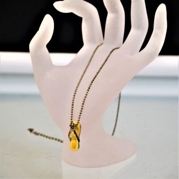 Flip Flop Pendant Enamel Rhinestones on Ball Necklace Vintage BTC Jewelry - Picture 6 of 8